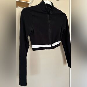 Forever 21 Black Cropped Jacket with White Trim